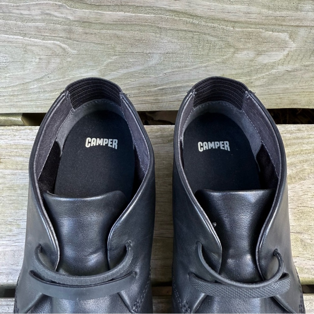 Camper Right Leather Ankle Booties Black Rubber Outsole EU 39 US 8.5 Flexible - Picture 6 of 16